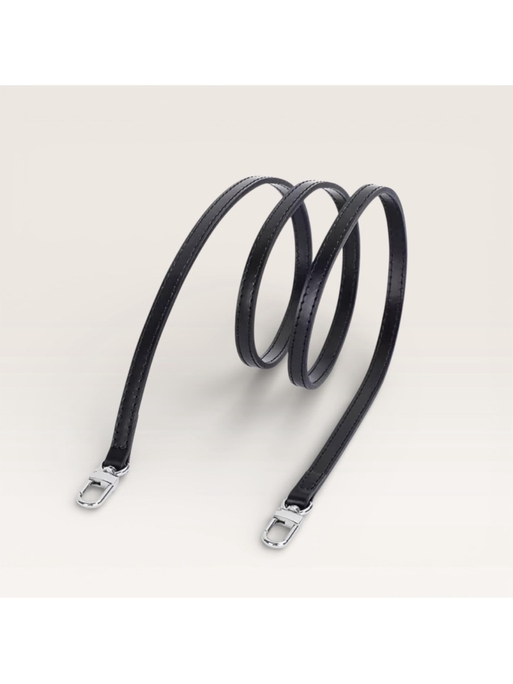 Black Leather Crossbody Strap with Silver Hardware